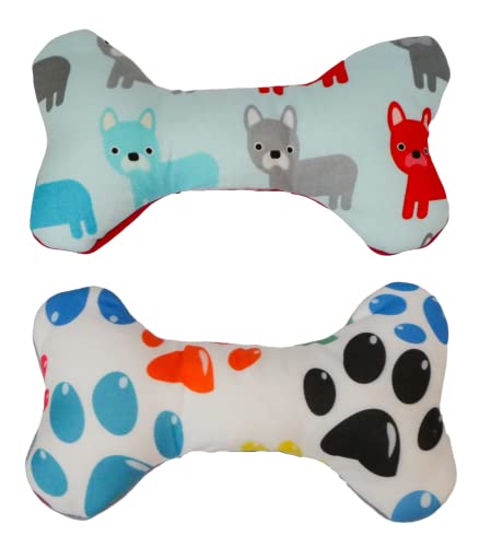 Handmade Welpen Hunde Spielzeug Hundespielzeug Quitscher Knochen Pfote mit Name Bestickt personalisiert (Blau)