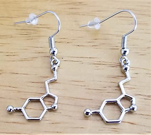 Kit's Kiss Serotonin Molecule Earrings Psychiatrist Gift Psychologist Neurologist Neurotransmitter Happy Chemical Science Chemistry Biology Psychiatry Jewelry Molecules Student Teacher Lover (G0001)2