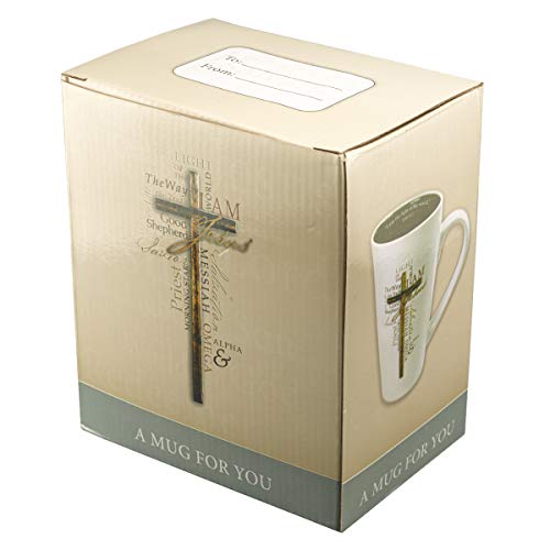 Christian Art Gifts Tall Stoneware Coffee/Tea Mug Light Of The World John 8:12 Bible Verse - Names Of Jesus Mug For Men And Women 16Oz Cream Ceramic Cup With Large Handle #TOP1