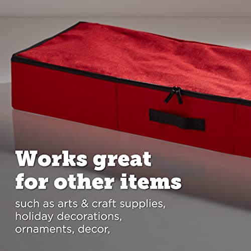 storageLAB-Wrapping-Paper-Storage-Container-with-Standalone-Ribbon-Accessories-Storage-Box-Under-Bed-Gift-Wrap-and-Bag-Organizer-Fits-40-Inch-Long-Rolls-Red
