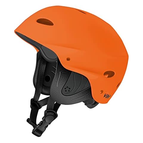 Vihir BMX Helmet Wakeboard Helmet Skater Helmet Bicycle Helmet Men Women Boys & Children's Helmet Water Sports Helmet with Ear Muffs ABS + EVA Black White Dark Grey (L 59-63 cm, Orange) Cover