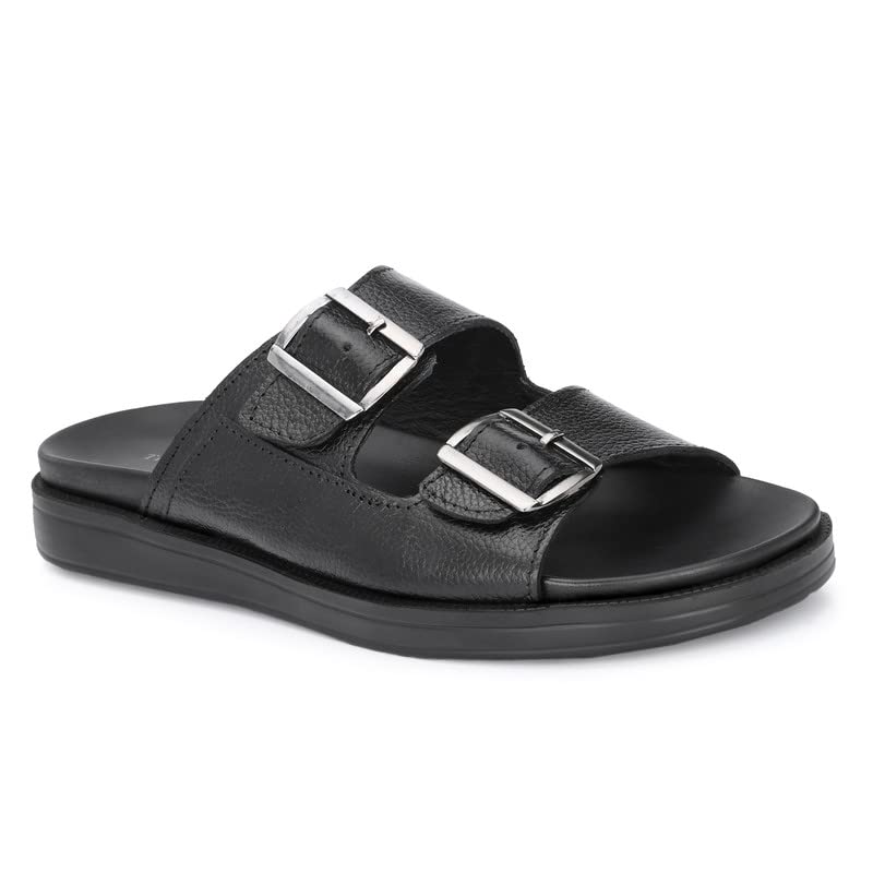 TrueYarn Original Leather Slippers for Men | Leather Sliders for Men | Stylish | Super Comfortable | Durable | Anti-Skid | UK- 7 (Black) (B0BQZZRDX4) Amazon Price History, Amazon Price Tracker