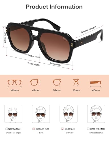 Image of SOJOS Retro Thick Polarized Aviator Sunglasses for Women Men, Large Trendy Bold Square Pilot Shades SJ2385