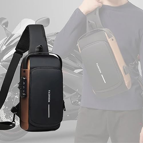 Image of TMG Crossbody Sling Bag for Steam Deck|Nintendo Switch OLED Console|iPad,Waterproof Chest Daypack with USB Charging, Shoulder Backpack for Men|Women (Brown)