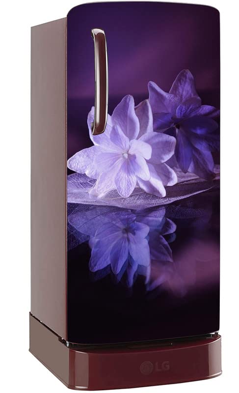 Ainan Decor Beautiful Purple Flower Pattern Single Door Fridge Sticker (60x120 cm)