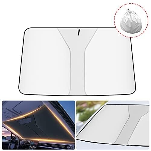 Sonnenschutz Auto Sonnenschutz Für Die Windschutzscheibe des Autos, Faltbar, UV-blockierend, Isolierendes Dekorationszubehör, Schwarz Sonnenblende(‎Silver)