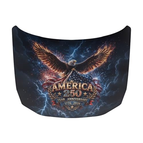 Image of Car Hood Cover Car Hood Protector America 250 Waterproof Universal Automotive Exterior Accessories Patriotic Decorations for Compact Vehicles Sedans Trucks SUVs Pickup (59x39 Inch)
