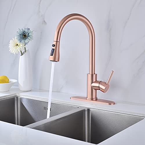 Delle Rosa Copper Rose Gold Kitchen Faucet, Deck Mount, 304 Stainless Steel, Single Handle, 3-Way Spray Setting, Easy Installation by Delle Rosa - Image 2