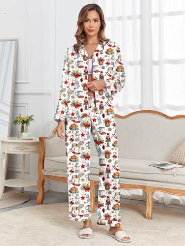 Image of Brosloth Women's Silk Satin Pajamas Pjs Sets Cute Lace Pattern Two Piece Loungewear Set Button Up Pajamas Sleepwear Black