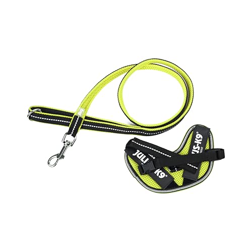 IDC Powair Bundle - Pettorina IDC Powair, Taglia: 2XS/Baby 2, Neon + Guinzaglio IDC Powair, Taglia: 1,2 m con maniglia e moschettone piccolo, Neon