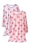 kiddook Girls' Dress, Soft Heart 2 Pack Long Sleeve Casual Dresses, 3-12 Years