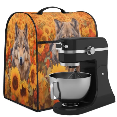 Coffee Maker Cover Sunflower Wolf Floral Kitchen Appliance Covers Small Appliance Covers Blender Cover Juicer Cover Dust Covers for Kitchen Appliances with Top Handle and Pockets,Washable,C124