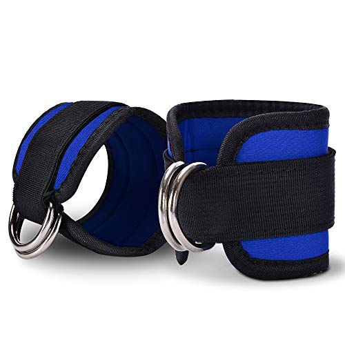 Zrova Ankle Straps for Cable Machines, Adjustable Ankle Straps for Legs Workout (Blue) - Thumbnail 2
