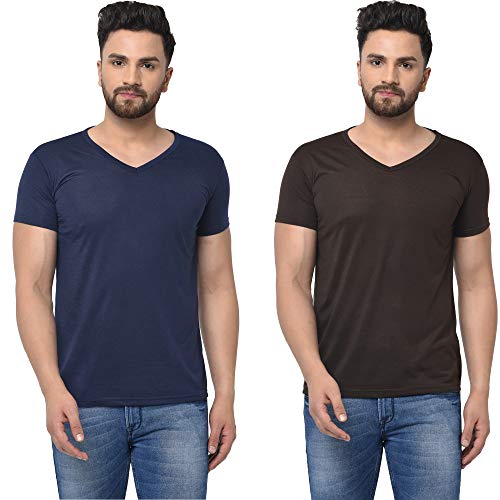 Image of JANGOBOY Men's V-Neck Cotton T-Shirt (Pack of 2)
