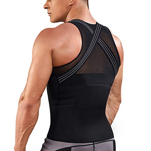 Underwear Men Shirt Tight Tank with Top Upper Back Support Brace Tummy Trimmer