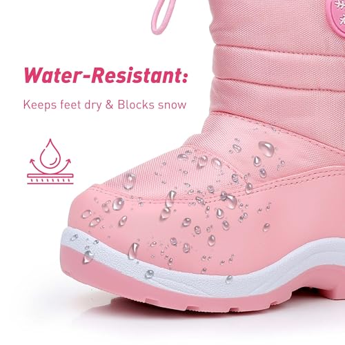 Ahannie Boys Girls Snow Boots Toddler Kids Winter Boots Water Resistant Warm Side Zipper Shoes(Toddler/Little Kid)2