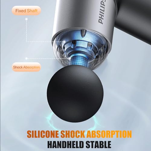 Image of Philips Powerful Massage Gun, Muscle Massage Gun Deep Tissue, Percussion Massage Gun with 6 Replacement Heads, Fascial Gun with 5 Levels of Intensity, Suit for Home Office Gym