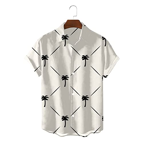 Chemise hawaïenne d'été beige à imprimé cocotier pour vos vacances à la plage