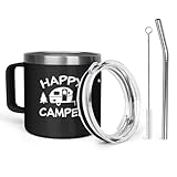 Ceovfoi 14 camper 14 oz Camping Coffee Mug Cup Vacuum Insulated Travel Tumbler with Handle Lid and Straw,Rv Camping Essentials Accessories