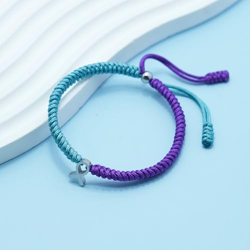 LAMIBEE Bracelet For A Cause, Awareness Ribbon Bangle Bracelets, Wristbands Get Well Soon, Protection Surfer String Bracelet for Men, Women Boho Amulet Style3