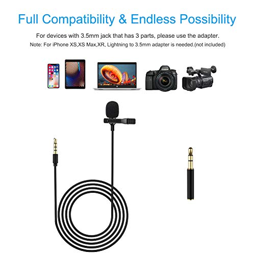 Smartphone microfoon, Lavalier Microfoon, SZMDLX mini Clip-type Omni-directionele Condensator microfoon Plug & Play 2m kabel voor Smartphone/Camera/PC met Storage Pouch Interview Muziek Opname - Image 3