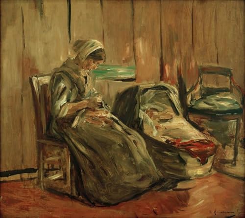 Max Liebermann cuadro de tela con donna che cuce lienzo para decoracion salon 60x90cm