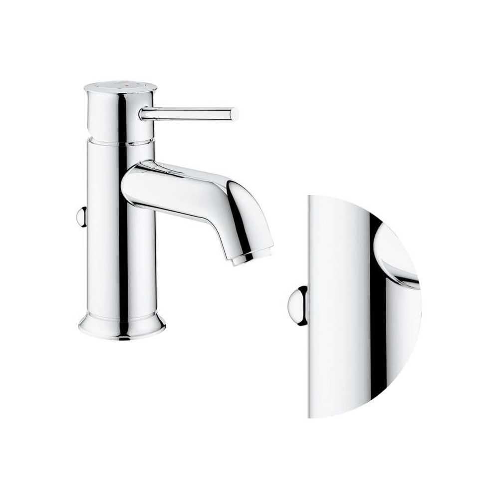 Grohe Start Classic QuickFix- Grifo de lavabo monomando S (vaciador automático, menor consumo de agua, instalación rápida, altura 155mm), cromo, 23810000