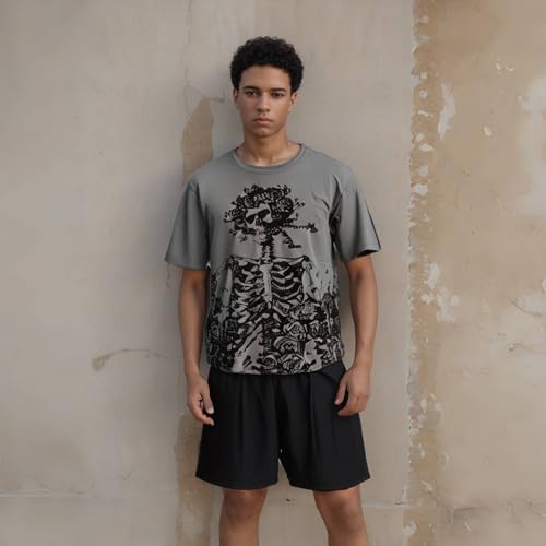 Women Men Y2K T Shirt Skeleton Emo Grunge Oversized Gothic Tee Graphic Streetwear Techwear Alt Baggy Dark Academia2