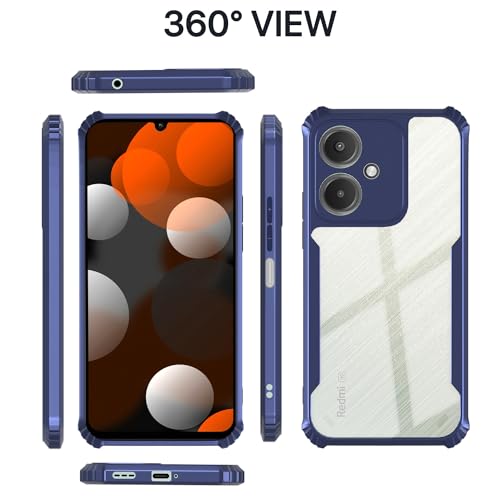 Image of Pikkme Redmi 13C 5G Back Cover | Crystal Clear Transparent Back | Ultra Hyrbid | Full Camera Protection | Raised Edge | Bumper Back Case (Blue)
