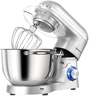 Aucma Stand Mixer,6.5-QT 660W 6-Speed Tilt-Head Food Mixer, Kitchen Electric Mixer with Dough Hook, Wire Whip & Beater (6.5QT, Silver)