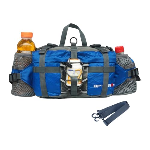 QeMiyg ウエストバッグ 防水 大容量 3WAY ベルト/ショルダー/メッセンジャー 軽量 ランバーパック 男女兼用 自転車 通勤 旅行 アウトドア 収納力 パープル (ブルー1)