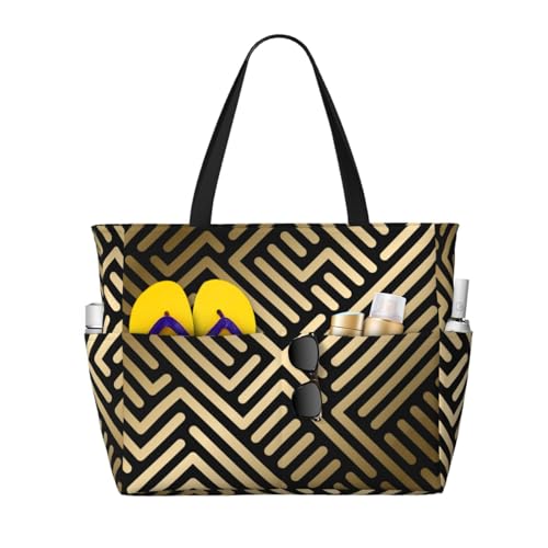 Motif rayé géométrique sans couture grand sac de plage élégant