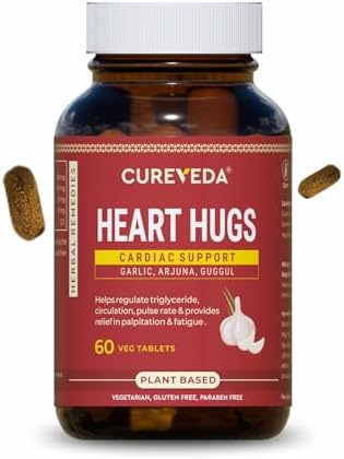 Cureveda™ Herbal Heart Hugs - For Healthy Heart Cardiac Wellness Cholesterol control - 60 Tablets