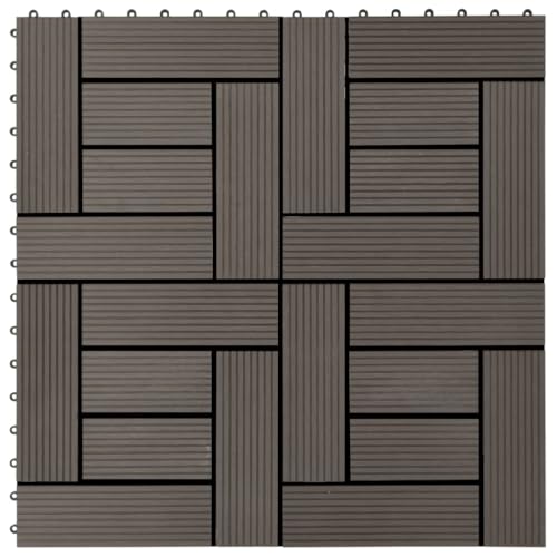 WPC Fliese für Garten Swimmingpool Teich Terrasse Innenhof Balkon, Terrassenfliese, Keramikfliesen, Bodenfliesen mit Entwässerungssystem, Wetterfest, Set of 22, 30 x 30 cm