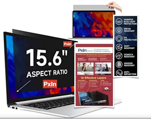 Image of Pxin 15.6 Inch Laptop Radiation Glare Shield inbuilt Adv. Privacy | No Eye Strain, No Dry Eyes | Anti Blue Light | Anti Glare