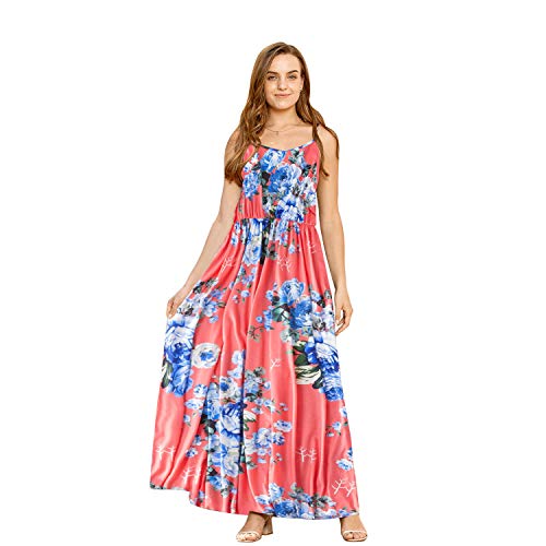 Image of IFFEI Mommy and Me Matching Dress Spaghetti Strap Summer Casual Sundress Beach Sleeveless Dress with Headband