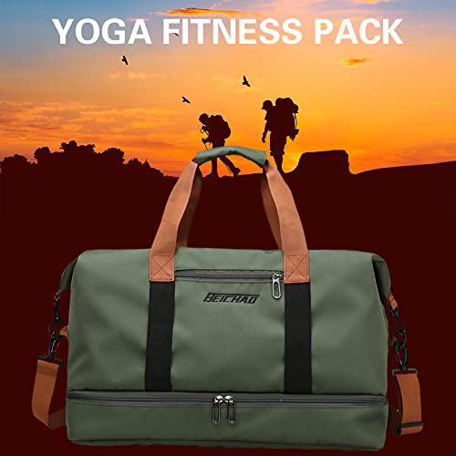 Travel Duffel Bag, Sports Gym Bag for Women, Shoulder Tote Bags Weekend Bags for Workouts, Travel, Hiking (Green)2