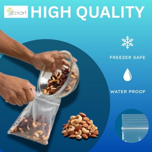 ezkart| 100x Strong Resealable Zip Lock Bags | Reusable Clear Plastic Bags | Ideal for Food Storage Jewellery Medicine (100, 1 x 1 Inch) - Image 3