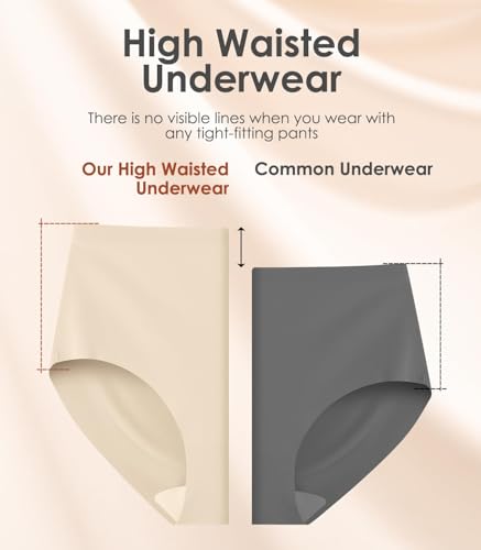 Image of Kalapa Seamless Womens Underwear High Waisted No Show Briefs Silky Stretch Breathable Full Coverage Ladies Panties Multi Pack