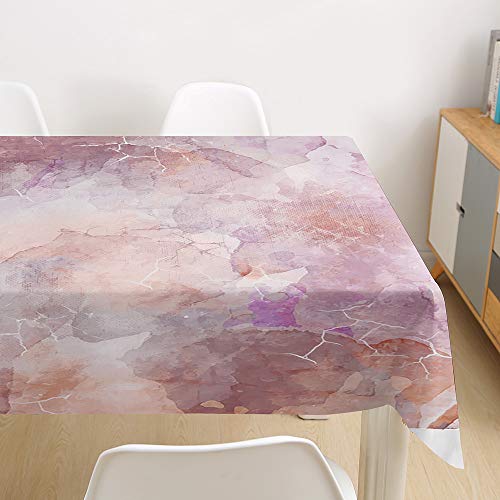 Nappe rectangulaire marbre rose clair 90x90cm imperméable pour table de repas - 4