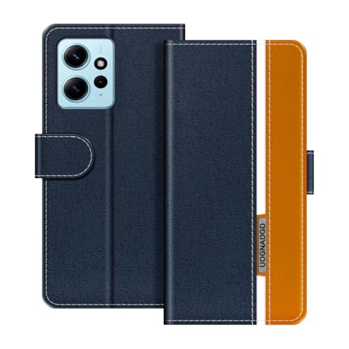 UOGNADGD ���U�[�P�[�X Xiaomi Redmi Note 12 4G �Ƃ̌݊������� �}�O�l�b�g���t���b�v�J�o�[ �X�^���h���J�[�h�z���_�[�t�� �Ռ��ی�Ή� (�u���[)