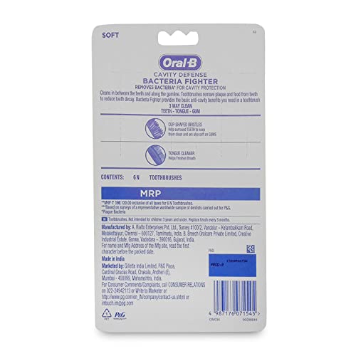 Oral-B Cavity Defense Zahnbürste, 6 Stück, Weiß, Manuell – Ansicht 3