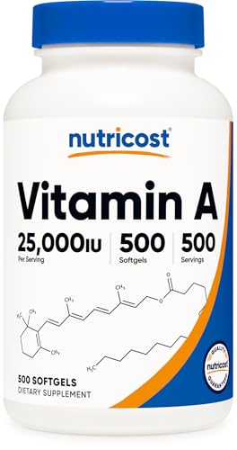 Nutricost Vitamin A 25000 IU 500 Softgels Non-GMO Gluten Free