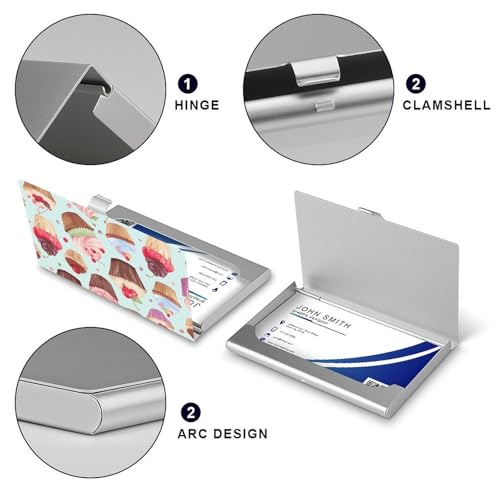 Slim Metal Business Card Holder - Cupcake Pattern Aluminum Alloy Card Case with Buckle Closure, Holds 20 Cards & Cash, Professional Credit Card Size ID Holder for Men Women Gift4