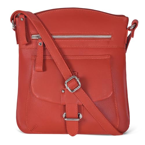 Image of Oak Leathers Leather Crossbody Bag For Women With Adjustable Sling Strap - Medium Size Crossover Shoulder Handbag Purse