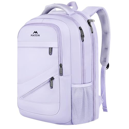 Image of MATEIN Large 17 Inch Laptop Backpack for Women, Lightweight Travel Backpack Fits College School Essentials, Anti Theft Work Commute Nursing Computer Bag TSA Approved for Weekender Trip, Light Purple