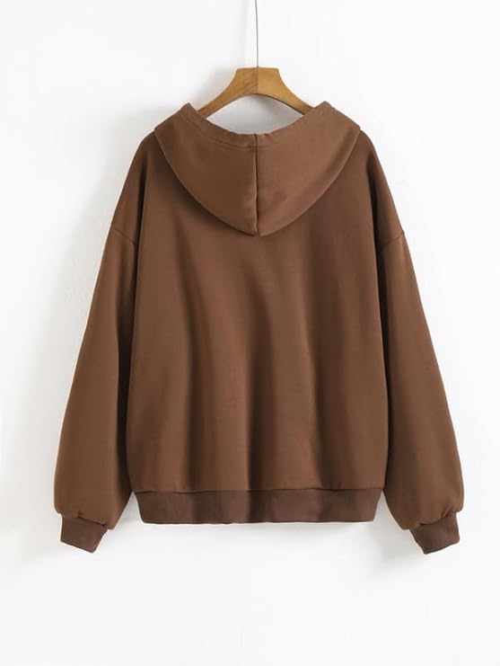 Image of NETCLICK Women's Polycotton Fleece Plain Full-Zip Hooded Winter Sweatshirt with Kangaroo Pocket Casual Warm Outerwear