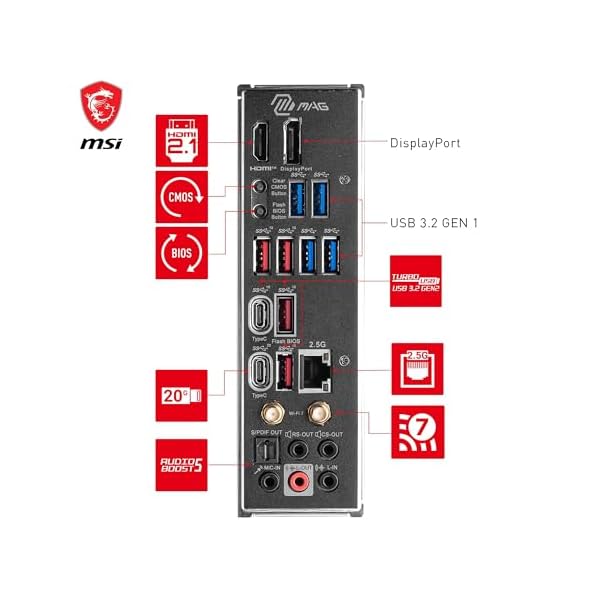 MSI MAG Z790 TOMAHAWK WIFI Motherboard ATX - Supports Intel Core 12/13th Gen Processors, LGA 1700, DDR5 Boost (7200+MHz/OC), 1 x PCIe 5.0 x16, 1 x PCIe 4.0 x16, 5 x M.2 Gen4, 2.5Gbps LAN, Wi-Fi 6E - Image 7