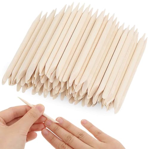 Giantree 200 palitos naranjas para uñas, multifuncionales de madera, empujadores de cutículas, removedor de cutículas de doble cabeza, herramienta de manicura y pedicura de 2.95 pulgadas para manicura