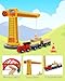 SainSmart Jr. Wooden Train Set for Toddler, 41pcs Wood Train Track w/Crane Fits Brio, Thomas, Melissa and Doug, Kids Wood Toy Train for Kids Ages 3+